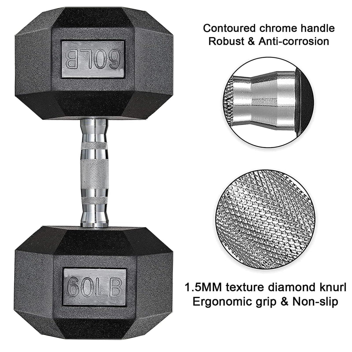 Rubber Coated Hex Dumbbell Set of 2 G6663
