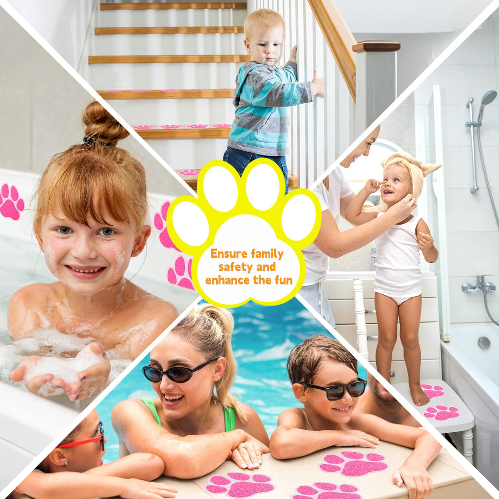 20PCS Non Slip Bathtub Stickers with Scraper, Pink, Dog Paw V219645