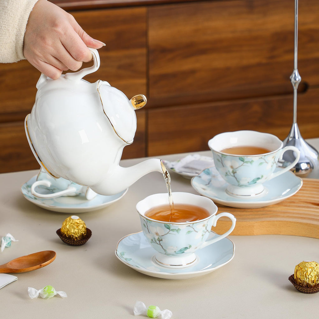 6oz Porcelain Tea Cup & Saucer Set of 6 C1333