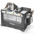 5-in-1 Pack and Play with Bassinet, Changing Table and Mat, Gray W774