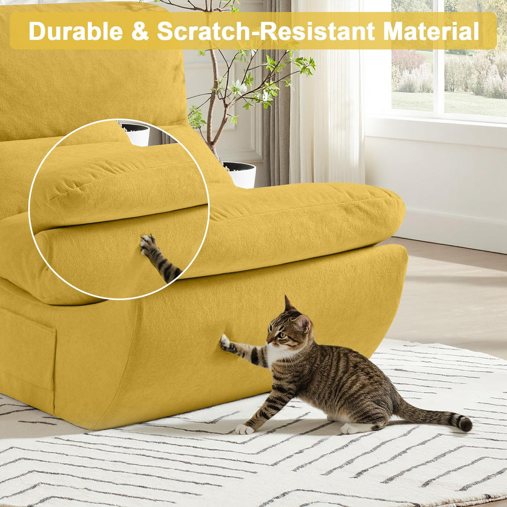 Set of 2 Yellow Anti Cat Scratch Bean Bag Chairs I850