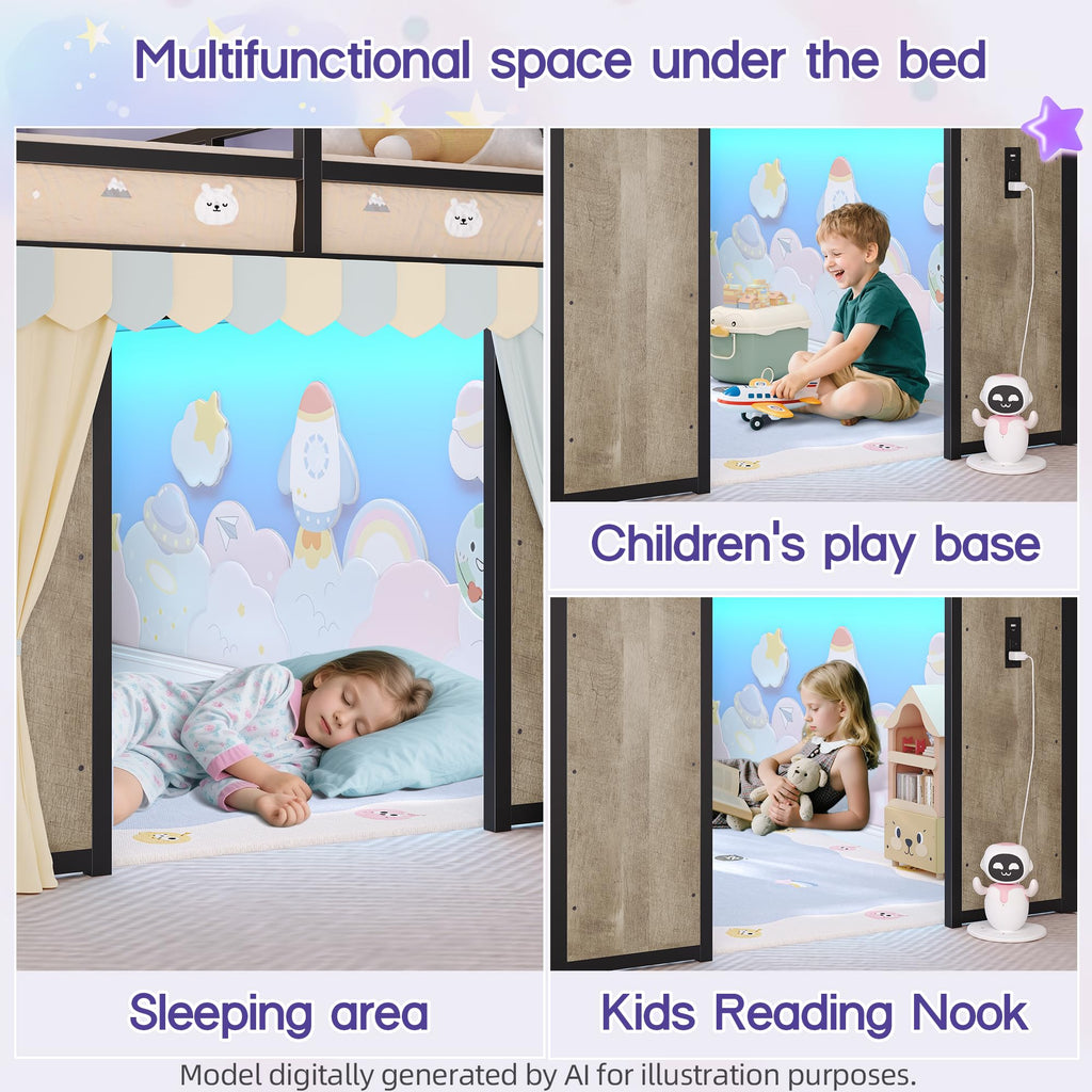 Twin Size Low Loft Bed with Storage I217809