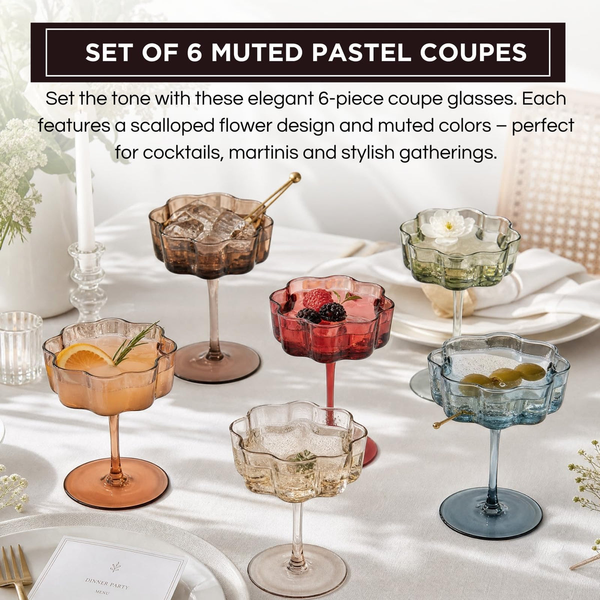 Scalloped Glass Coupes 7oz 6 Set R3834