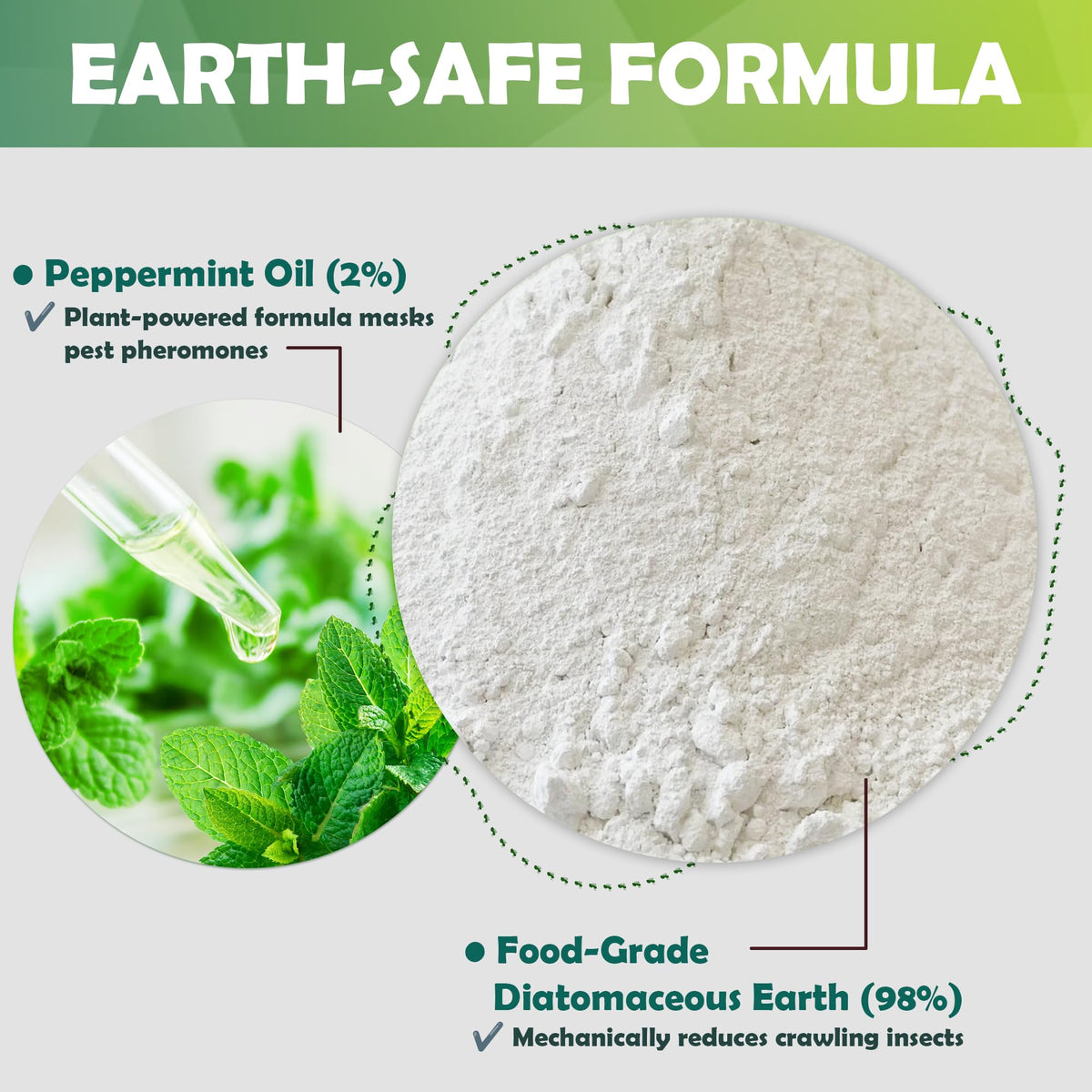 Food Grade Diatomaceous Earth Powder with Peppermint 1 lb A3591