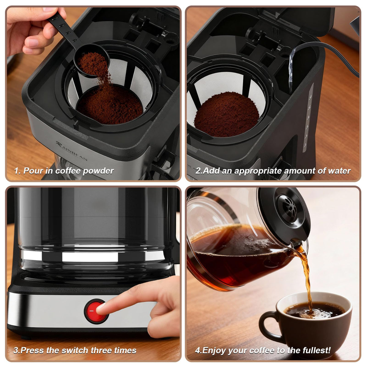 12-Cup Drip Coffee Maker with Glass Carafe P3459