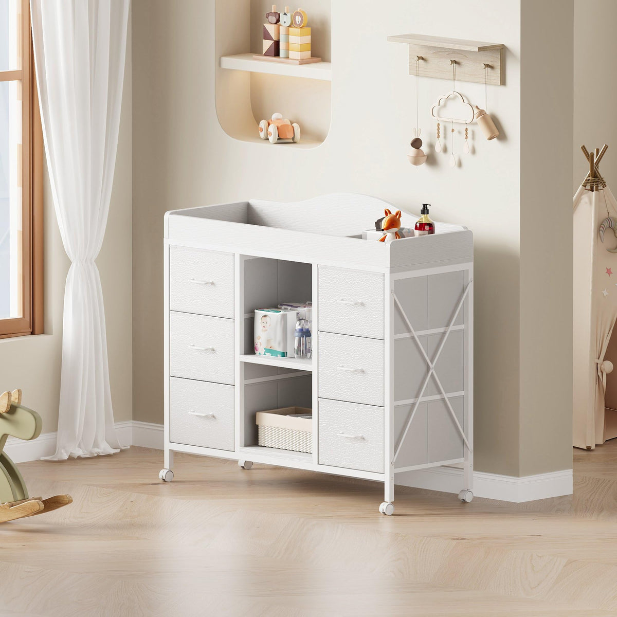 White 6 Drawer Dresser S2361