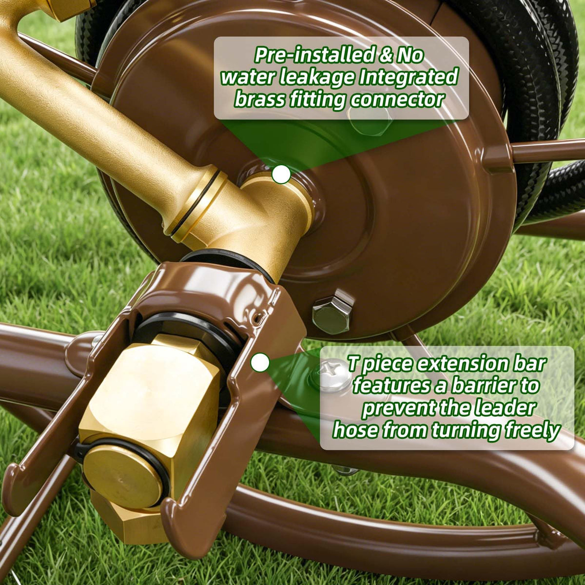 Garden Hose Reel Cart, Heavy Duty Metal with 2 Wheels, Holds 230ft 5/8" W1831