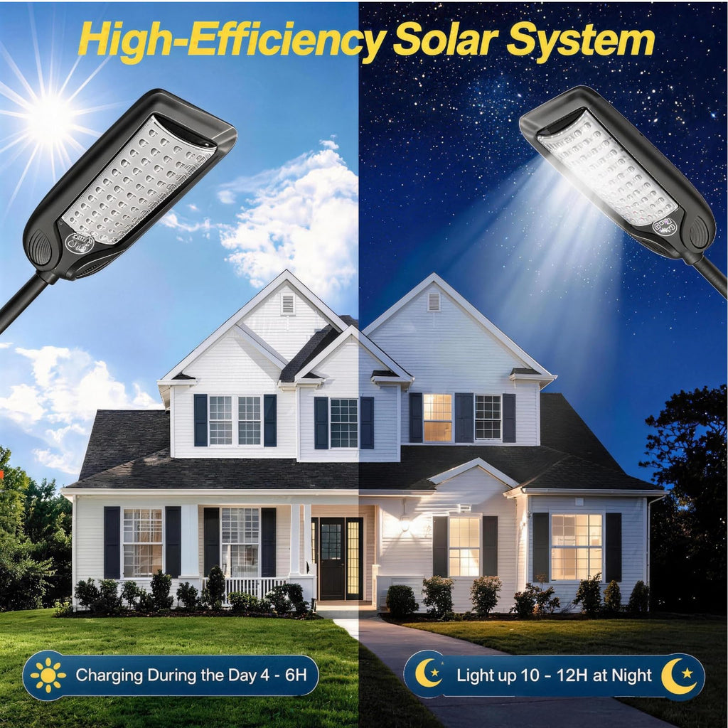 Solar Street Lights Outdoor with Remote Control, Motion Sensor, 6500K Dusk to Dawn, Waterproof Security Light L785
