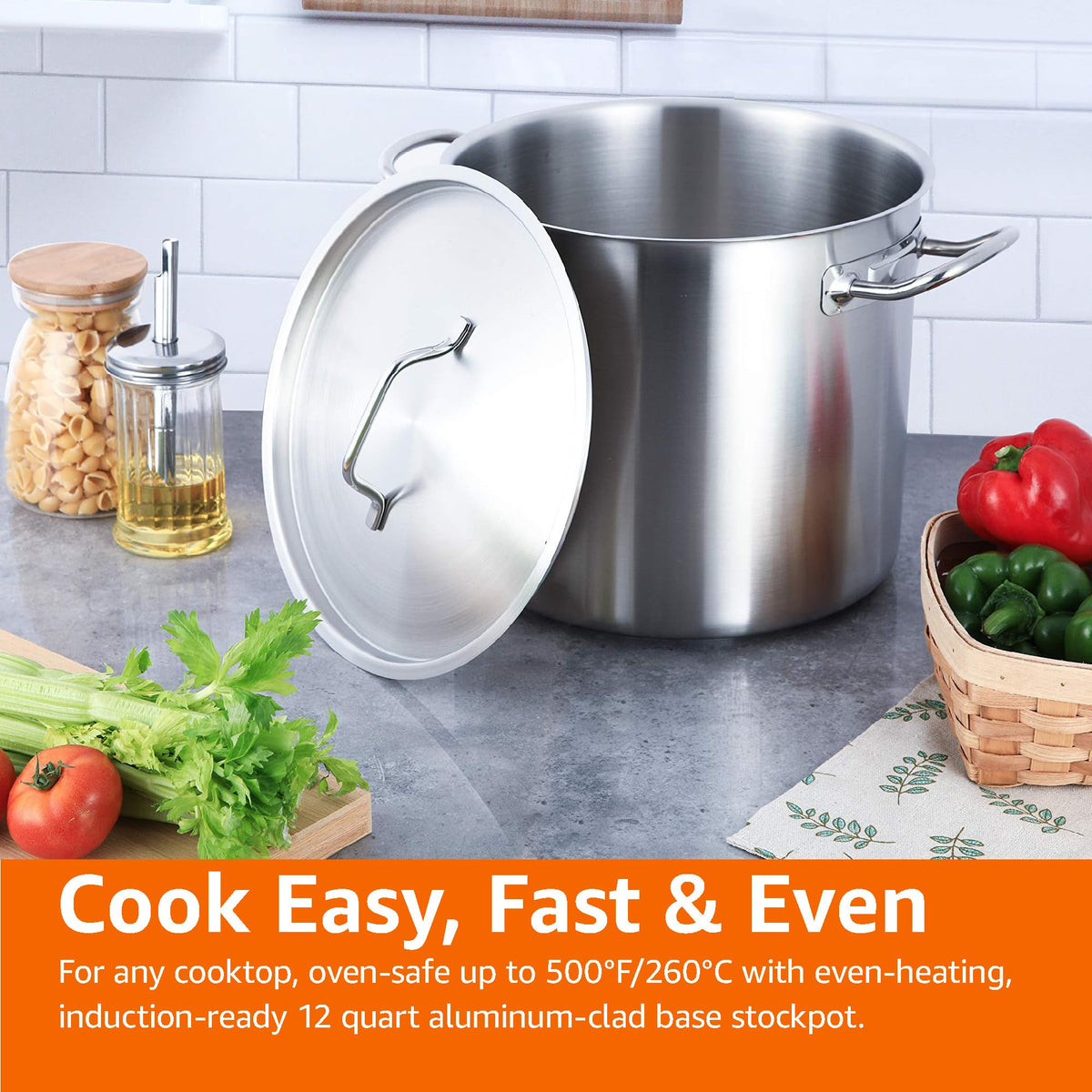 12 Quarts Stainless Steel Stock Pot with Cover A86673