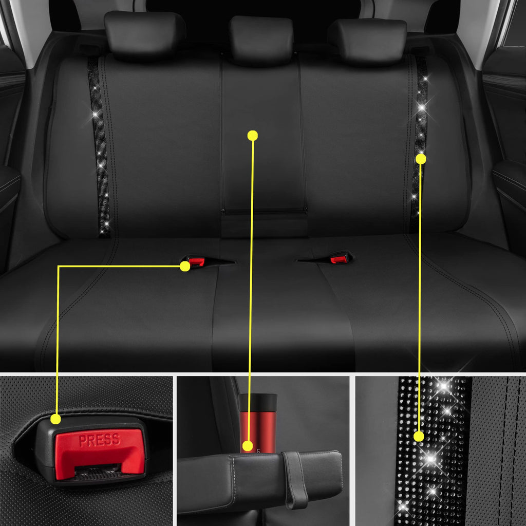 Leather Bling Diamond Car Seat Covers Full Set S7448