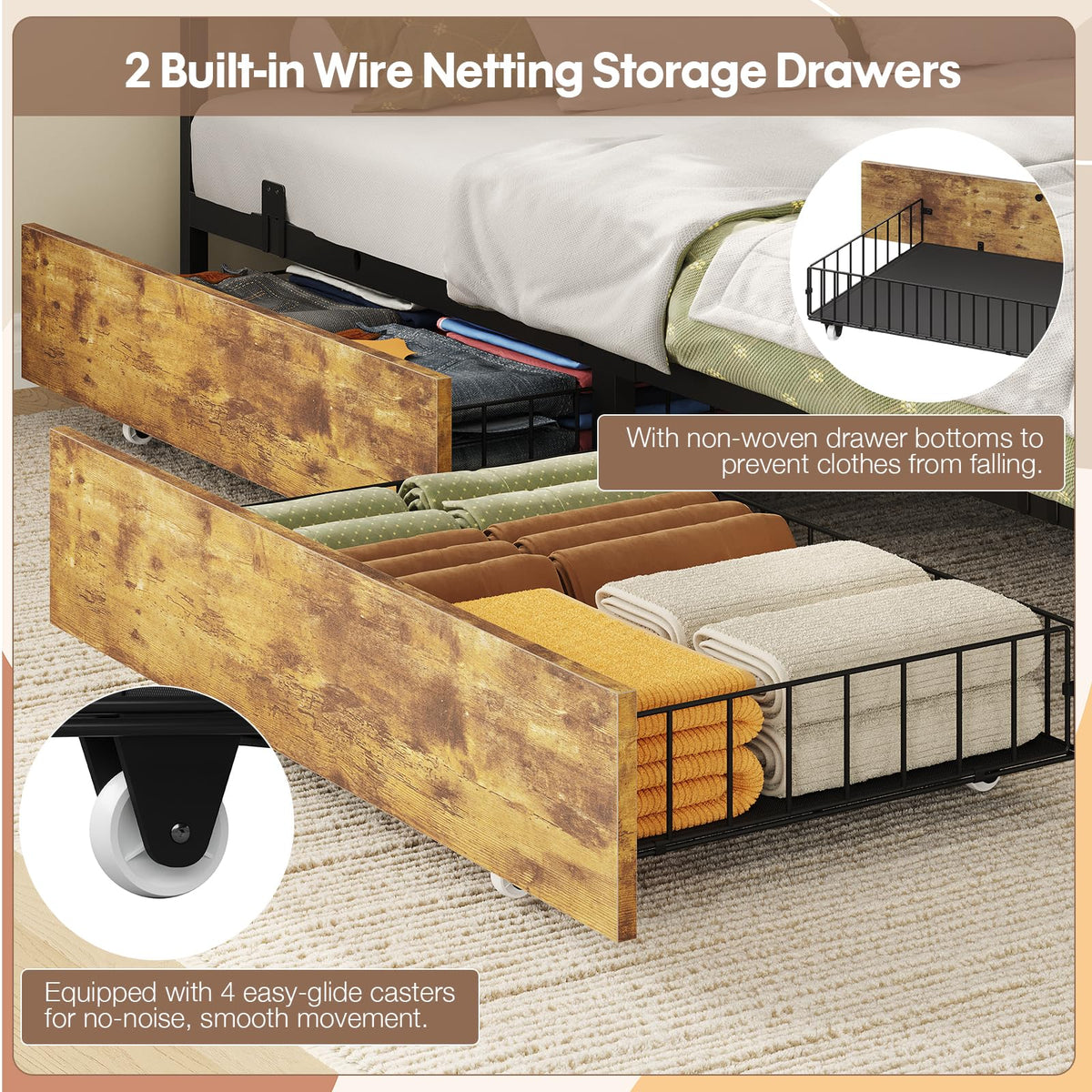 Corner Bed Frame Full Size with Storage & Desk M75508