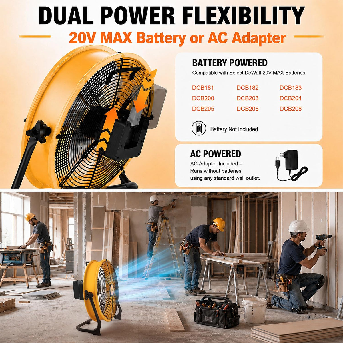16" Cordless Battery Powered Fan G20001