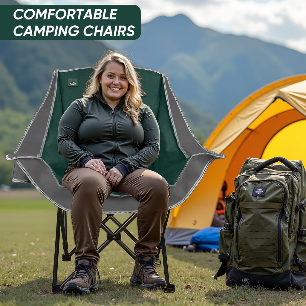 2 Pack Oversized Padded Folding Camping Chair with Cup Holder U935