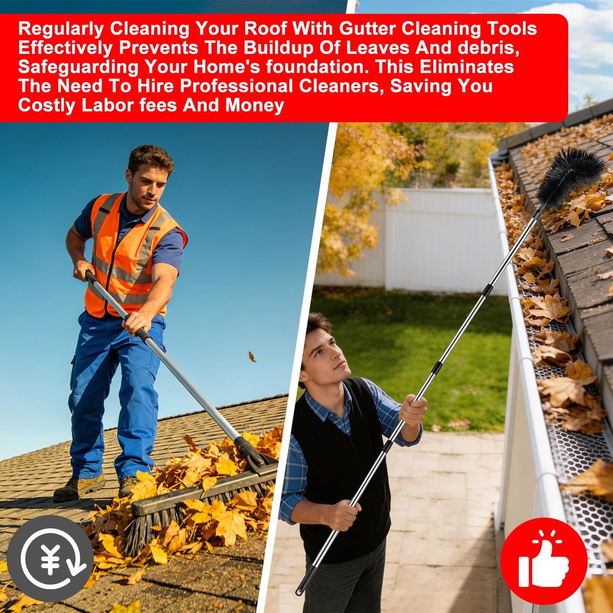 12.7FT Long Adjustable Gutter Cleaner & Brush X768866