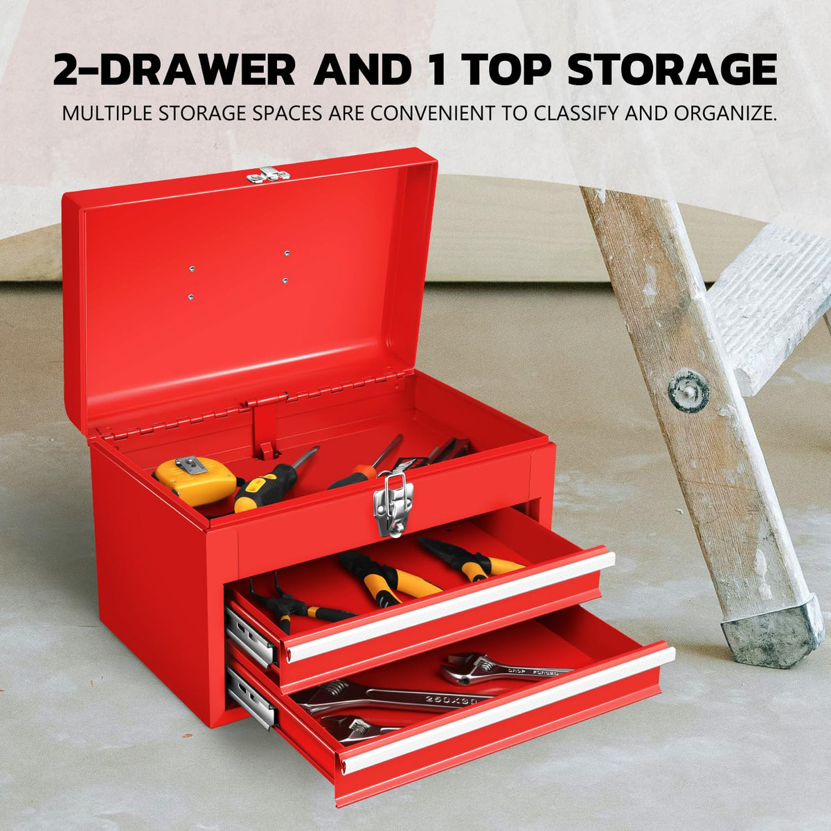 14 Inch Steel Portable Tool Box 2 Drawer Z34429