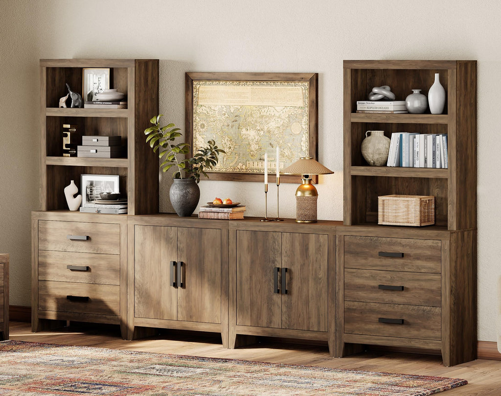 Brown Wood Entertainment Center with Bookshelves L418941