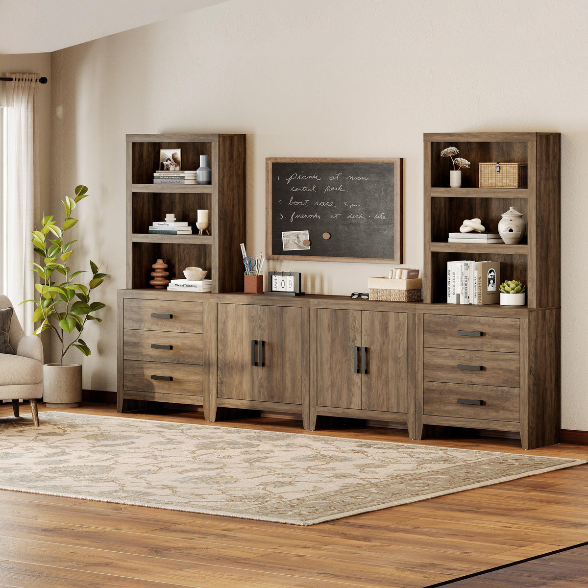 Brown Wood Entertainment Center with Bookshelves L418941