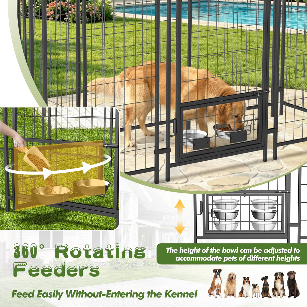 8x4x6 FT Outdoor Dog Kennel with Swivel Feeder W419