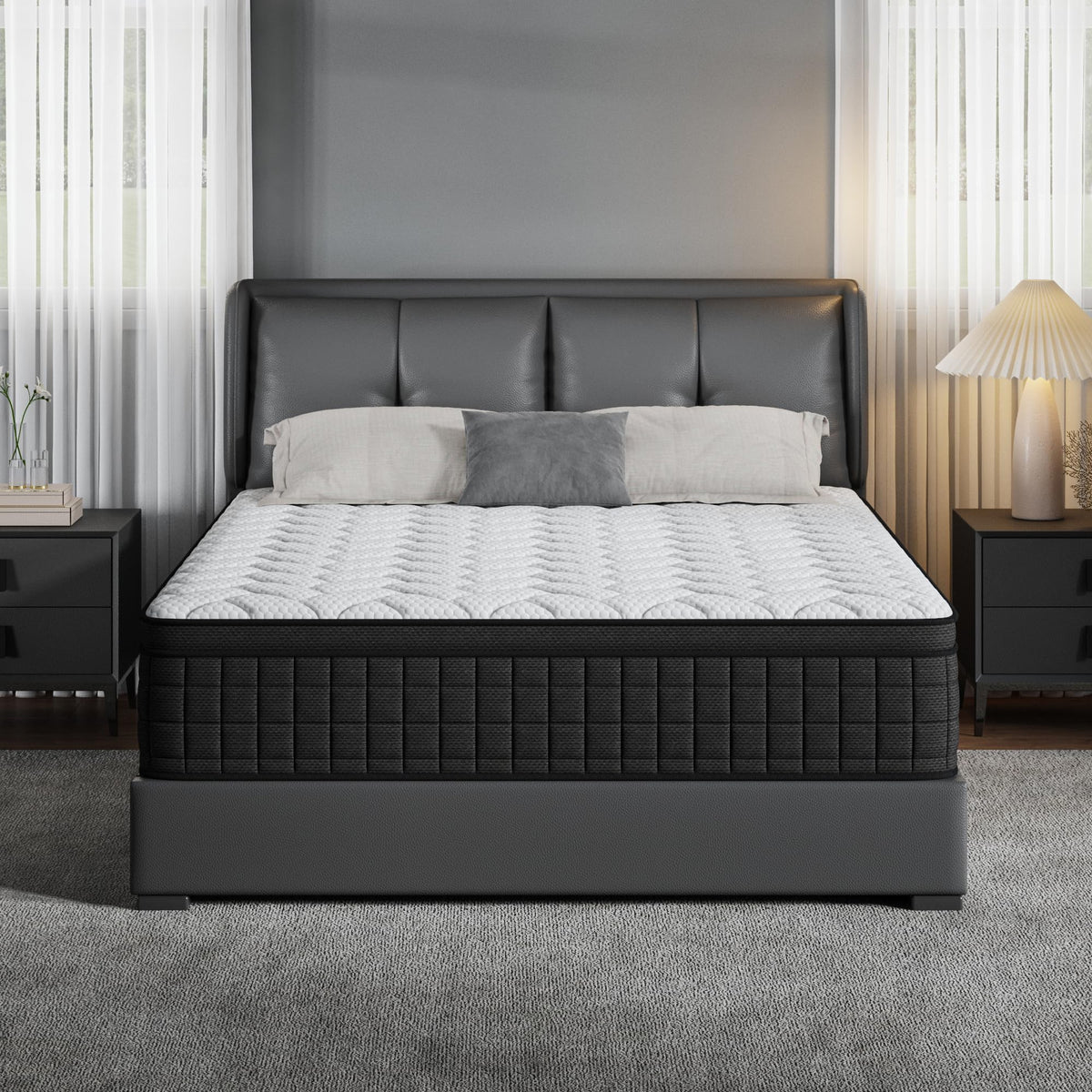 Queen 12 Inch Memory Foam Hybrid Pocket Spring Medium Firm Mattress N6607