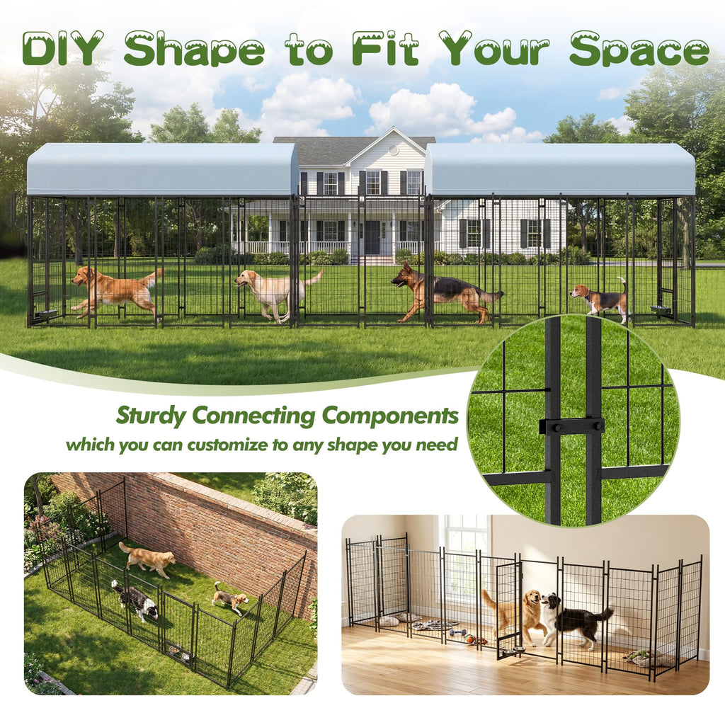 8x4x6 FT Outdoor Dog Kennel with Swivel Feeder W419