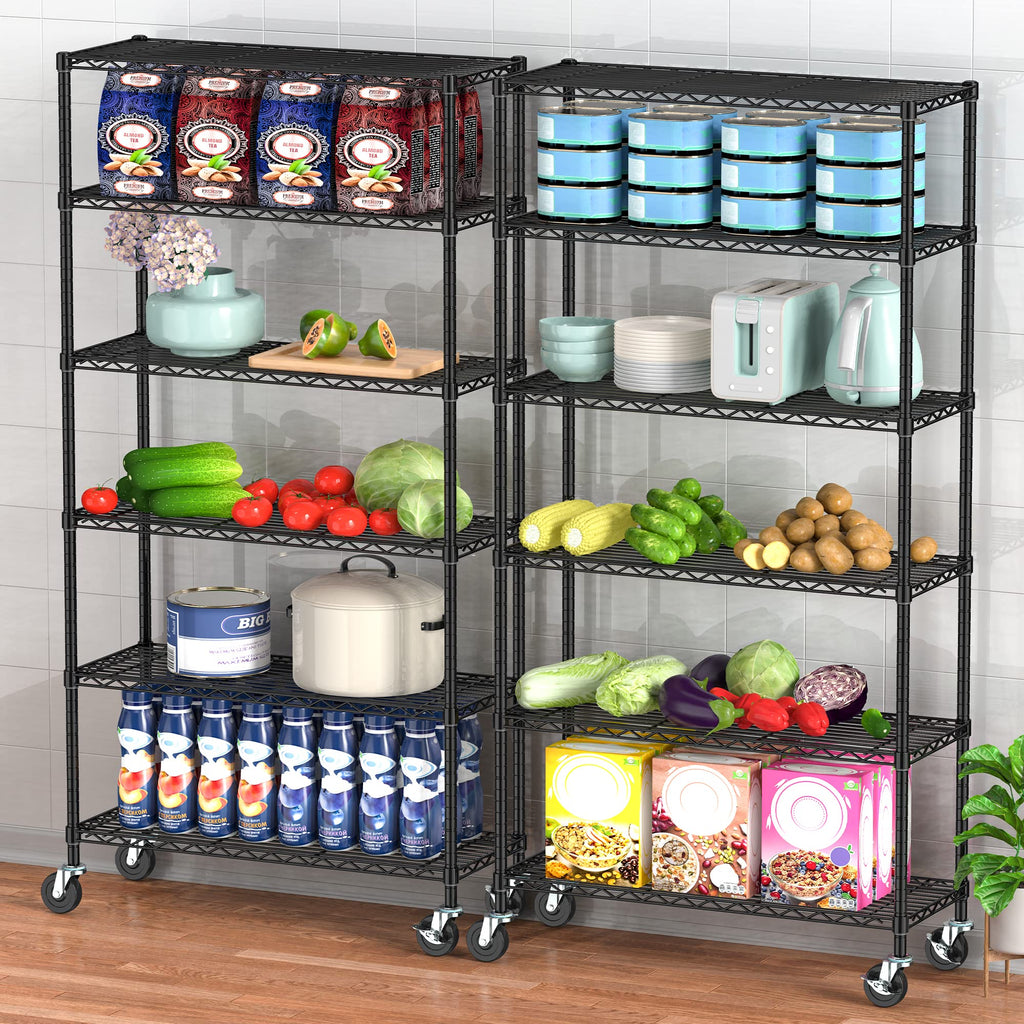 6 Tier Wire Metal Shelving Rack with Wheels Z666779