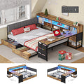 Corner Bed Frame Full Size with Storage & Desk M75508